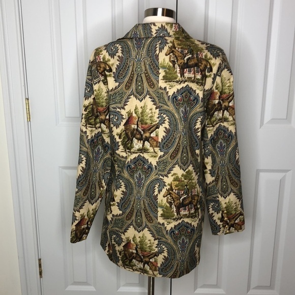 B The Collection Equestrian Motif Long Jacket L - Picture 7 of 12